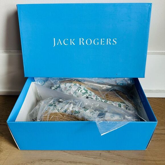 Jack Rogers Palmer Criss Cross Espadrille Wedges – Size 6.5 – White Daisy – $148 - Picture 9 of 11